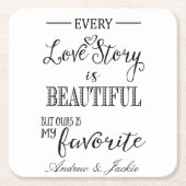 お気パーソナライズされたに入り結婚のコースター スクエアペーパーコースター (正面)