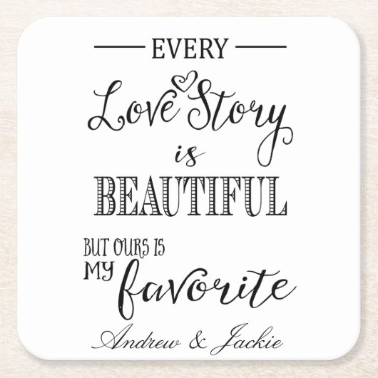 お気パーソナライズされたに入り結婚のコースター スクエアペーパーコースター (正面)