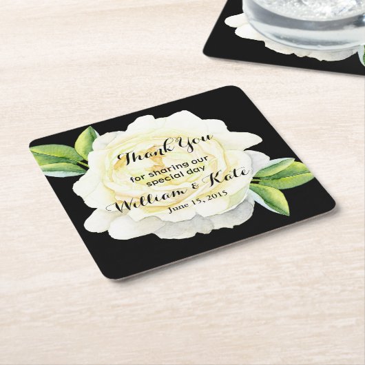 お気パーソナライズされたに入り結婚のコースター スクエアペーパーコースター (アングル)