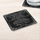 お気パーソナライズされたに入り結婚のコースター スクエアペーパーコースター (アングル)
