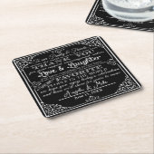 お気パーソナライズされたに入り結婚のコースター スクエアペーパーコースター (アングル)