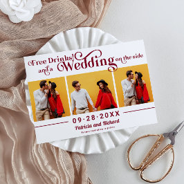 お気軽な結婚式+3枚の写真のセーブ・ザ・デート+無料ドリンク 招待状