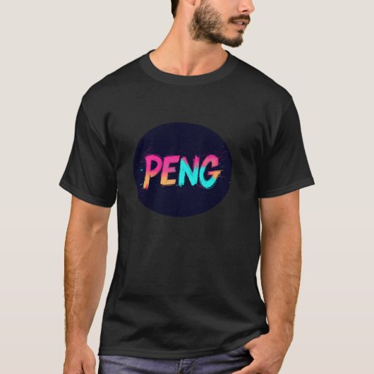 お気軽な装いに最適なユーモラスなペンギンの言葉とクールな色 Tシャツ (正面)