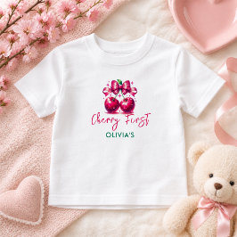 お水彩コケッタ チェリー 1歳の誕生日 トドラーTシャツ