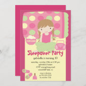 お泊まりの誕生日パーティーの招待 招待状 (正面/裏面)