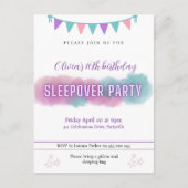 お泊まりパーティーの招待状 | かわいいパステルカラー インビテーションポストカード (正面)