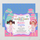 お泊まりパーティーの招待状 眠れる誕生日のお誘い 招待状 (正面/裏面)