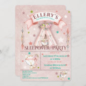 お泊まりパーティーの招待状 | 誕生日のスリーパー・パーティー 招待状 (正面/裏面)