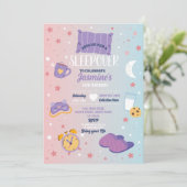 お泊まりパーティー 誕生日 夢のかわいい女の子 ピンク 招待状 (スタンド正面)