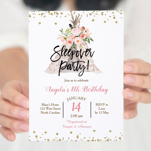 お泊まり会の女の子のパーティー招待状 招待状