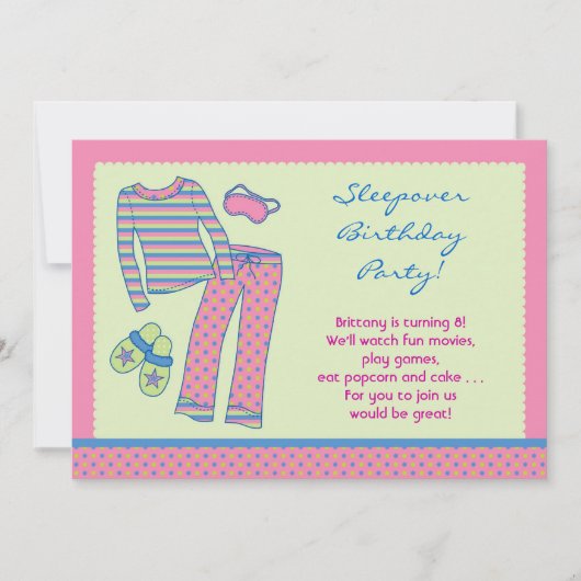 お泊まり会の誕生日パーティー招待状 招待状 (正面)