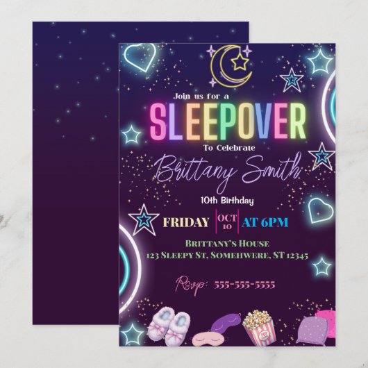 お泊まり会招待状 招待状 (正面/裏面)