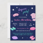 お泊まり会 スリープオーバー ティーン バースデーパーティー 招待状 (正面)