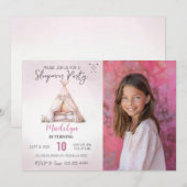 お泊まり会 フォト ボヘミアンテント スリンバーティー 誕生日 招待状 (正面/裏面)