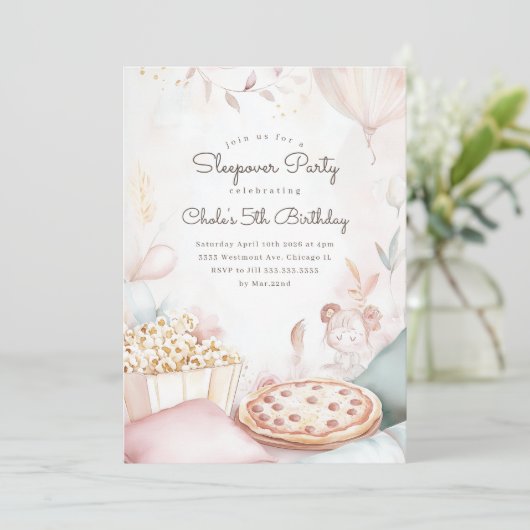 お泊まり映画鑑賞会 誕生日 映画鑑賞会 パーティー 招待状 (スタンド正面)