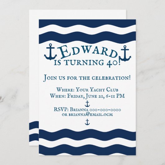 お洒落いかり航海のカスタム誕生日招待状 招待状 (正面/裏面)