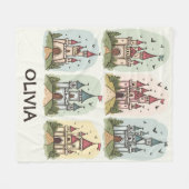 お洒落おとぎ話の城 フリースブランケット (正面(横))