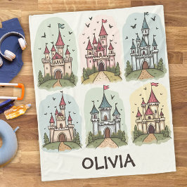 お洒落おとぎ話の城 フリースブランケット