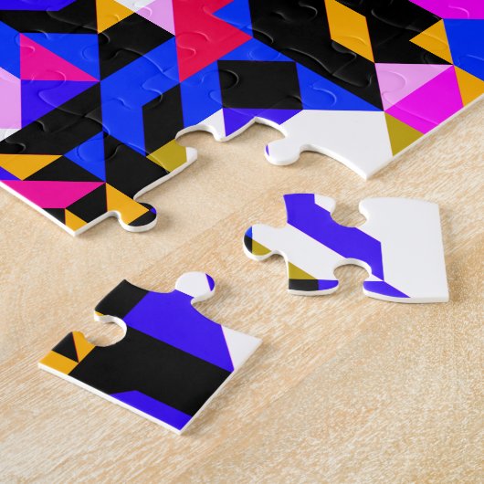 お洒落おもしろいカラフル幾何学的抽象芸術パターン ジグソーパズル (側面)