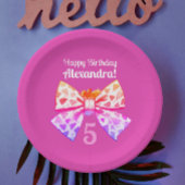 お洒落おもしろいガーリーピカラフルックボウ水色 ペーパープレート