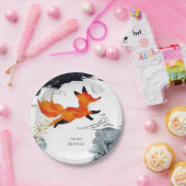 お洒落おもしろいキツネ誕生日 ペーパープレート (パーティー)