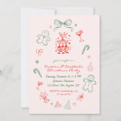 お洒落おもしろいクッキー&カクテルクリスマスパーティー 招待状 (正面)