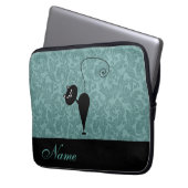 お洒落おもしろいトレンディー黒猫ダマスクケースメイト ラップトップスリーブ (正面左)