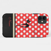 お洒落おもしろいトレンディー黒猫水玉模様 Case-Mate iPhoneケース (裏面(横))