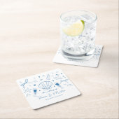 お洒落おもしろいハンドドロッ航海のド海結婚岸 スクエアペーパーコースター (インサイチュ)