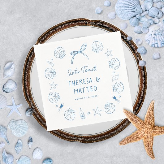 お洒落おもしろいハンドドロッ航海のド海結婚岸 スタンダードカクテルナプキン