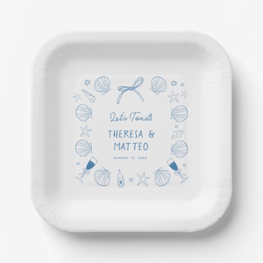 お洒落おもしろいハンドドロッ航海のド海結婚岸 ペーパープレート (正面)