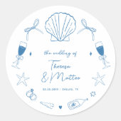 お洒落おもしろいハンドドロッ航海のド海結婚岸 ラウンドシール (正面)