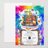 お洒落おもしろい化学誕生日 招待状 (正面/裏面)