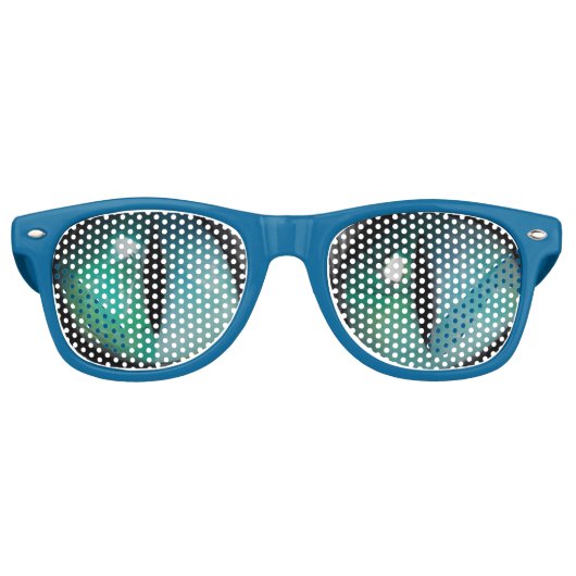 お洒落おもしろい可愛い青い猫の目 レトロサングラス (正面)