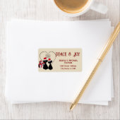 お洒落おもしろい猫カップル ラベル (インサイチュ)