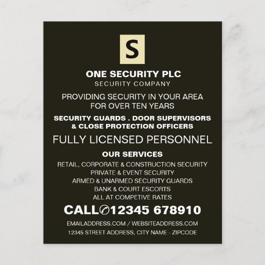 お洒落およびプロフェッショナルセキュリティ担当者の広告 チラシ (正面)
