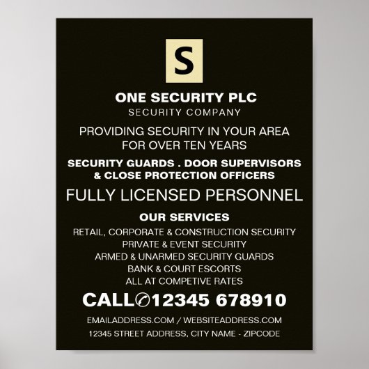 お洒落およびプロフェッショナルセキュリティ担当者の広告 ポスター (正面)
