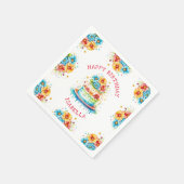 お洒落お誕生日ケーキイラストレーションパーソナライズされた スタンダードカクテルナプキン (角)