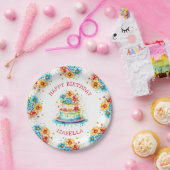 お洒落お誕生日ケーキイラストレーションパーソナライズされた ペーパープレート (パーティー)
