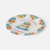 お洒落お誕生日ケーキイラストレーションパーソナライズされた ペーパープレート (アングル)