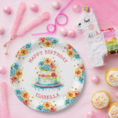 お洒落お誕生日ケーキイラストレーションパーソナライズされた ペーパープレート (パーティー)