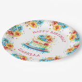 お洒落お誕生日ケーキイラストレーションパーソナライズされた ペーパープレート (アングル)