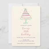 お洒落お誕生日ケーキキュイカスタムパーティーカラフル 招待状 (正面)