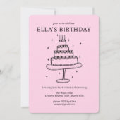 お洒落お誕生日ケーキドードルカイカスタムーパーティー 招待状 (正面)