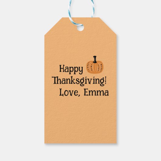 お洒落かぼちゃ及び秋パーソナライズされた花 ギフトタグ (裏面)