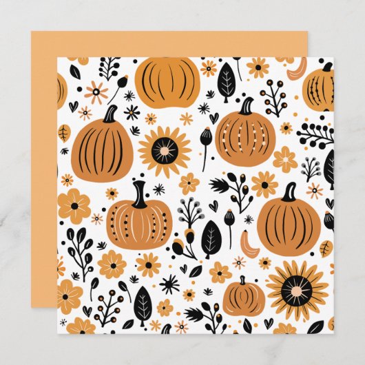 お洒落かぼちゃ及び秋パーソナライズされた花 サンキューカード (正面/裏面)