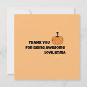 お洒落かぼちゃ及び秋パーソナライズされた花 サンキューカード (裏面)