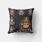 お洒落かわいいウィザードモンキープリント クッション (裏面)