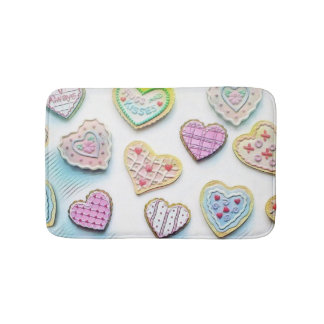 お洒落かわいいハートカラフルスケッチ バスマット