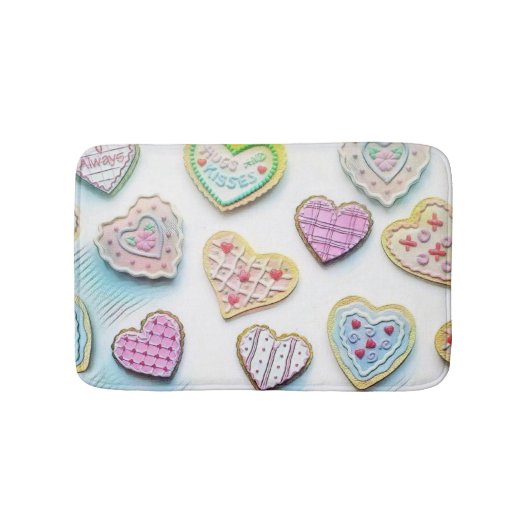 お洒落かわいいハートカラフルスケッチ バスマット (正面)